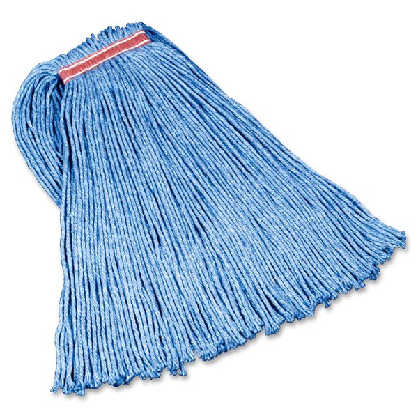 Rubbermaid Commercial 1 in Wet Mop, 24 oz Dry Wt, 4 Ply Blend, Blue, PK12 RCPF51800BE